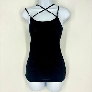 Aeropostale Favorite Cami Black Pattern Sheer Y2K Strappy Noir Tank Top Grunge